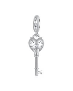 Love Heart Key Pendant Charm, Charms for Pandora Bracelet, For Pandora Charm Bracelet, 925 Sterling Silver Charms, Fit Pandora Charms