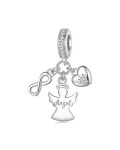 Guardian Angel with Endless Love Charm, 925 Sterling Silver Charms, Fit Pandora Charms, Charms for Pandora Bracelet