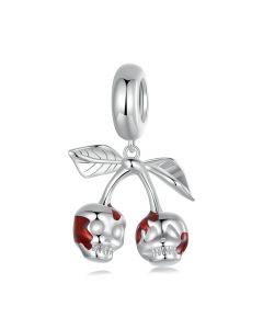 Cherry Skull Pendant Charm, Charms for Pandora Bracelet, 925 Sterling Silver Charms, Fit Pandora Charms, For Pandora Charm Bracelet