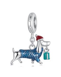 Christmas Dachshund Pendant Charm, Fit Pandora Charms, 925 Sterling Silver Charms, For Pandora Charm Bracelet, Charms for Pandora Bracelet
