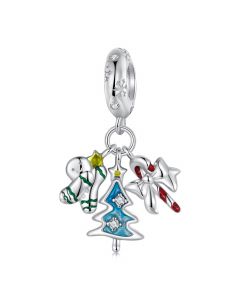 Christmas Tree Gingerbread Man Dangle Pendant Charm, 925 Sterling Silver Charms, Charms for Pandora Bracelet, Fit Pandora Charms