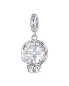 Christmas Snowflake Crystal Ball Pendant Charm, 925 Sterling Silver Charms, Fit Pandora Charms, Charms for Pandora Bracelet