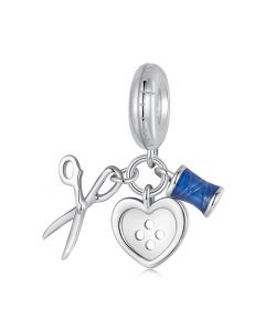 Scissors, Buttons, Thread Tailor Pendant Dangle Charm, Fit Pandora Charms, 925 Sterling Silver Charms, Charms for Pandora Bracelet