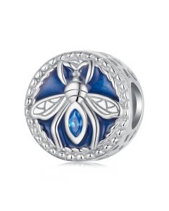 Bee Button Blue Charm, For Pandora Charm Bracelet, Fit Pandora Charms, 925 Sterling Silver Charms, Charms for Pandora Bracelet