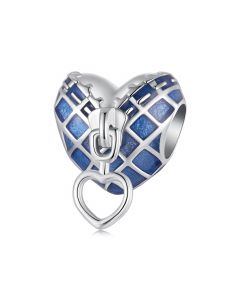 Heart Zipper Denim Charm, Fit Pandora Charms, For Pandora Charm Bracelet, Charms for Pandora Bracelet, 925 Sterling Silver Charms