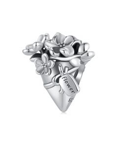 Bouquet Flower Charm, 925 Sterling Silver Charms, Charms for Pandora Bracelet, For Pandora Charm Bracelet, Fit Pandora Charms