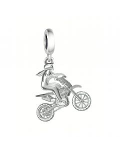 Motorcycle Racer Charm, Motocross Charm, Charms for Pandora Bracelet, 925 Sterling Silver Charms, Fit Pandora Charms