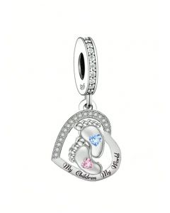 My Children My World Baby Love Heart Charm, 925 Sterling Silver Charms, Fit Pandora Charms, Charms for Pandora Bracelet