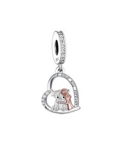 Girl and Highland Cow Heart Charm, Charms for Pandora Bracelet, Fit Pandora Charms, For Pandora Charm Bracelet, 925 Sterling Silver Charms