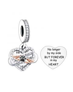 No Longer By My Side But Forever In My Heart Pet Charm, 925 Sterling Silver Charms, Charms for Pandora Bracelet, Fit Pandora Charms