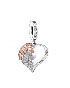 I Love You Forever Pet Heart Charm, Charms for Pandora Bracelet, For Pandora Charm Bracelet, 925 Sterling Silver Charms, Fit Pandora Charms
