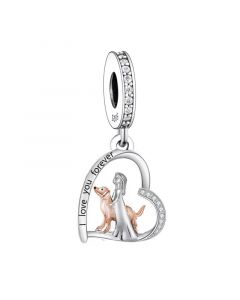 Girl with Dog Heart Pet Charm, For Pandora Charm Bracelet, Charms for Pandora Bracelet, 925 Sterling Silver Charms, Fit Pandora Charms