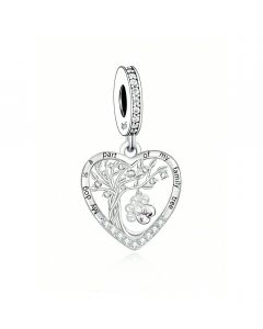 My Dog Is A Part Of My Family Tree Heart Charm, 925 Sterling Silver Charms, Charms for Pandora Bracelet, Fit Pandora Charms