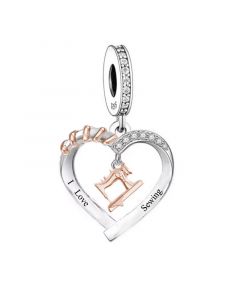 I Love Sewing Dangle Pendant Charm, Charms for Pandora Bracelet, 925 Sterling Silver Charms, For Pandora Charm Bracelet, Fit Pandora Charms