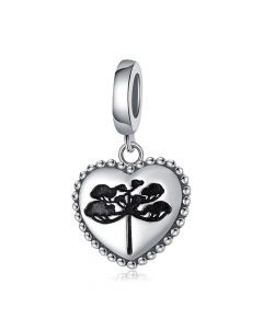 Araucaria Tree Heart Charm, Fit Pandora Charms, For Pandora Charm Bracelet, Charms for Pandora Bracelet, 925 Sterling Silver Charms