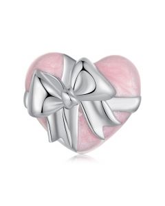 Pink Heart Gift Box Charm, For Pandora Charm Bracelet, 925 Sterling Silver Charms, Charms for Pandora Bracelet, Fit Pandora Charms