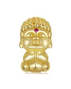 Golden Sterling Silver Buddha Charm, Fit Pandora Charms, For Pandora Charm Bracelet, Charms for Pandora Bracelet, 925 Sterling Silver Charms