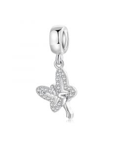 Butterfly Fairy Girl Zircon Charm, Charms for Pandora Bracelet, For Pandora Charm Bracelet, 925 Sterling Silver Charms, Fit Pandora Charms