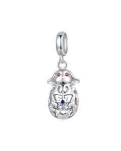Easter Rabbit with Egg Pendant Charm, Charms for Pandora Bracelet, For Pandora Charm Bracelet, 925 Sterling Silver Charms, Fit Pandora Charm