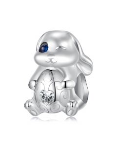 Easter Rabbit with Egg Charm, Charms for Pandora Bracelet, For Pandora Charm Bracelet, Fit Pandora Charms, 925 Sterling Silver Charms