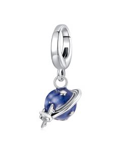 Travel Airplane Blue planet Charm, 925 Sterling Silver Charms, For Pandora Charm Bracelet, Fit Pandora Charms, Charms for Pandora Bracelet
