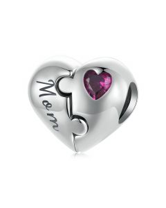 Love Mom Heart to Heart Charm, 925 Sterling Silver Charms, For Pandora Charm Bracelet, Charms for Pandora Bracelet, Fit Pandora Charms