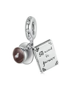 Coffee and Book Charm, Charms for Pandora Bracelet, Fit Pandora Charms, 925 Sterling Silver Charms, For Pandora Charm Bracelet