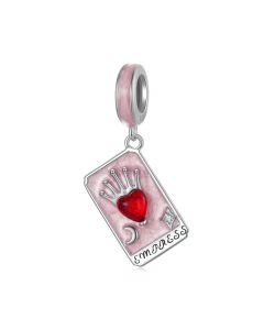 Queen Tarot Red Heart Pendant Charm, Fit Pandora Charms, Charms for Pandora Bracelet, 925 Sterling Silver Charms, For Pandora Charm Bracelet