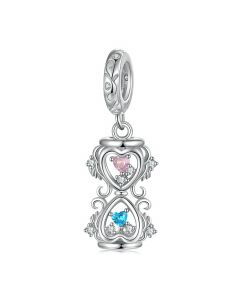 Hourglass Heart Pendant Charm, For Pandora Charm Bracelet, 925 Sterling Silver Charms, Fit Pandora Charms, Charms for Pandora Bracelet
