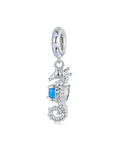 Seahorse Blue Opal Pendant Charm, For Pandora Charm Bracelet, Charms for Pandora Bracelet, Fit Pandora Charms, 925 Sterling Silver Charms