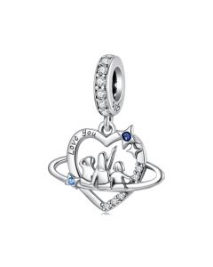 Family Love Pendant Charm, Charms for Pandora Bracelet, For Pandora Charm Bracelet, Fit Pandora Charms, 925 Sterling Silver Charms