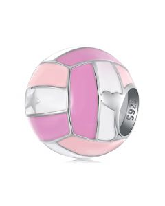 Pink Volleyball Sport Charm, Charms for Pandora Bracelet, 925 Sterling Silver Charms, Fit Pandora Charms, For Pandora Charm Bracelet