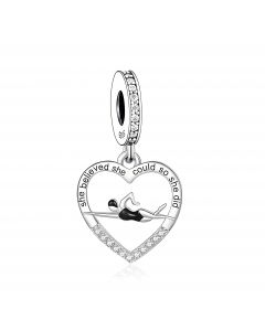 Love Swimming Swimmer Heart Sport Charm, Charms for Pandora Bracelet, 925 Sterling Silver Charms, Fit Pandora Charms