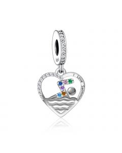 I Love Swimming Heart Charm, For Pandora Charm Bracelet, Charms for Pandora Bracelet, Fit Pandora Charms, 925 Sterling Silver Charms