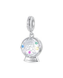 Christmas Crystal Ball Pendant Charm, 925 Sterling Silver Charm, Fit Pandora Charms, For Pandora Charm Bracelet, Charms for Pandora Bracelet