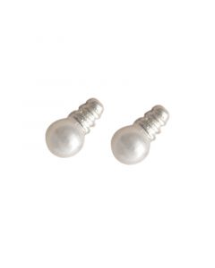 925 Sterling Silver Earrings, Simple Design Earrings, Pearl Light Bulb Stud Earrings, Travel & Places Jewelry, Minimalist Design Earrings