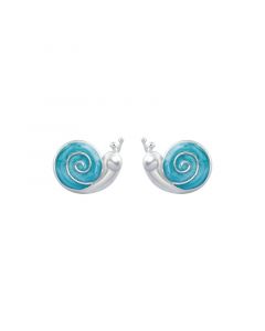 925 Sterling Silver Earrings, Animals & Insects Jewelry, Blue Gradient Snail Stud Earrings, Simple Design Earrings