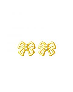 Simple Design Earrings, Minimalist Design Earrings, 925 Sterling Silver Earrings, Gold Cutout Bow Zircon Stud Earrings, Knot Jewelry