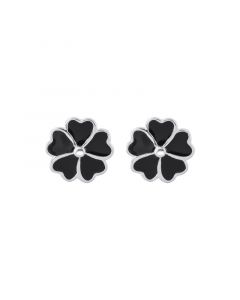 Black Flowers Stud Earrings, 925 Sterling Silver Earrings, Flowers & Plants Jewelry, Simple Design Earrings, Minimalist Design Earrings