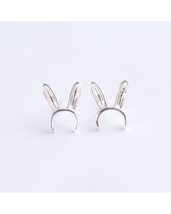 Simple Design Earrings, Bunny Ears Stud Earrings, Minimalist Design Earrings, 925 Sterling Silver Earrings, Animals & Insects Jewelry