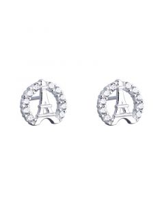 Travel & Places Jewelry, Eiffel Tower Zircon Stud Earrings, 925 Sterling Silver Earrings, Simple Design Earrings