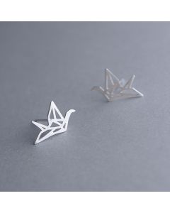 Hollow Paper Crane Stud Earrings, Animals & Insects Jewelry, 925 Sterling Silver Earrings, Simple Design Earrings