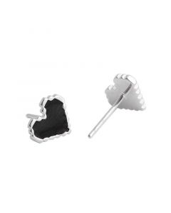 925 Sterling Silver Earrings, Love & Hearts Jewelry, Minimalist Design Earrings, Simple Design Earrings, Black Heart Stud Earrings