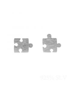 Simple Design Earrings, Geometric Jewelry, Minimalist Design Earrings, Puzzle Stud Earrings, 925 Sterling Silver Earrings