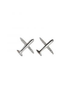 Aircraft Zircon Stud Earrings, Travel & Places Jewelry, 925 Sterling Silver Earrings, Minimalist Design Earrings, Simple Design Earrings