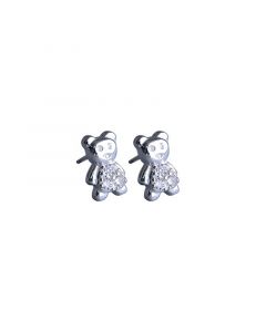 925 Sterling Silver Earrings, Bear Zircon Stud Earrings, Simple Design Earrings, Minimalist Design Earrings, Animals & Insects Jewelry