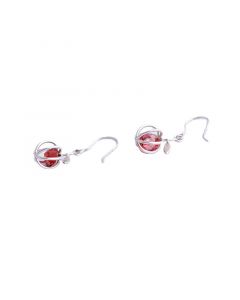925 Sterling Silver Earrings, Hollow Apple Red Zircon Dangle Drop Earrings, Food & Drink Jewelry, Simple Design Earrings