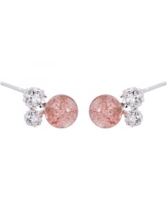 Minimalist Design Earrings, 925 Sterling Silver Earrings, Strawberry Crystal Stud Earrings, Simple Design Earrings, Light Luxury Style