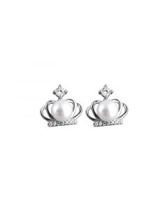 Minimalist Design Earrings, Simple Design Earrings, Crown Pearl Zircon Stud Earrings, 925 Sterling Silver Earrings, Crown Jewelry