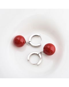 Simple Design Earrings, Minimalist Design Earrings, 925 Sterling Silver Earrings, Light Luxury Style, Red Pearl Dangle Drop Earrings